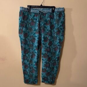 Sundance Teal Floral Print Lightweight Pants